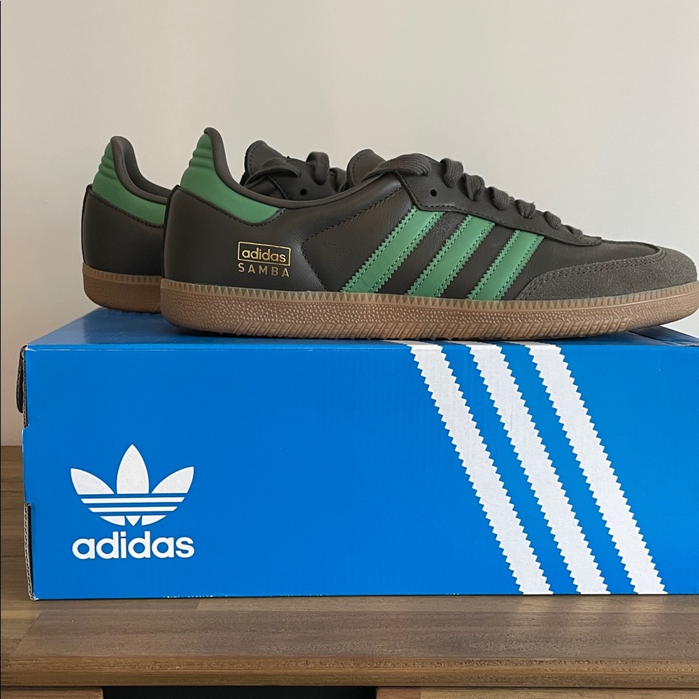 Adidas Samba in Dark Brown and Green